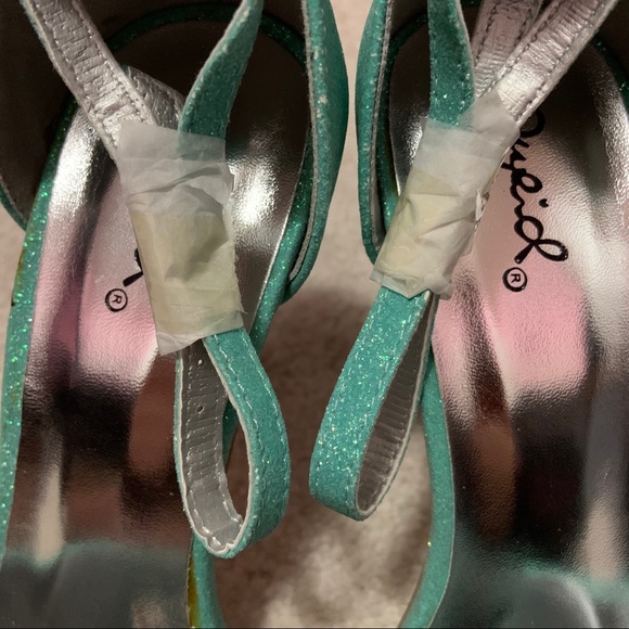 Qupid Mint Glitter Stiletto Heels - Picture 8 of 12